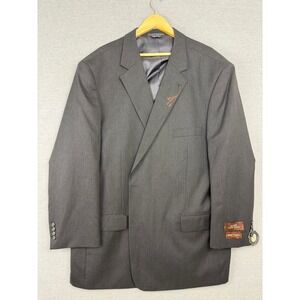 Oak Hill Mens Super 100s Wool Blazer Jacket Charcoal Gray 56R Comfort Ease New